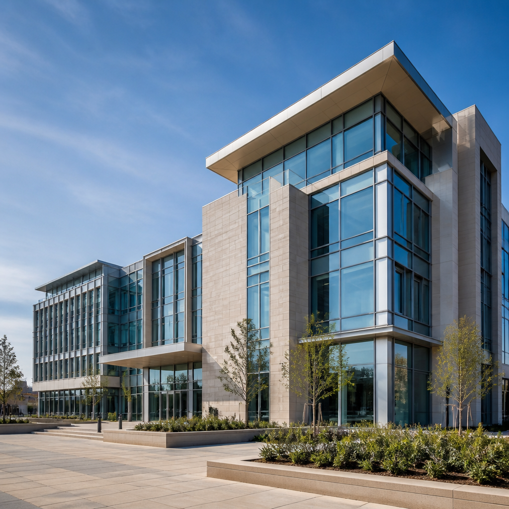 Modern commercial and government facility building